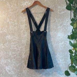 Sandro Paris Leather Suspender Skirt